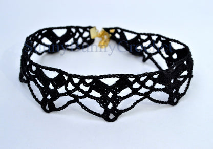 Gothic black necklace choker, Lace Necklace women, Choker necklace Black, Black statement necklace, Spider Net Black, Cotton Choker, Boho