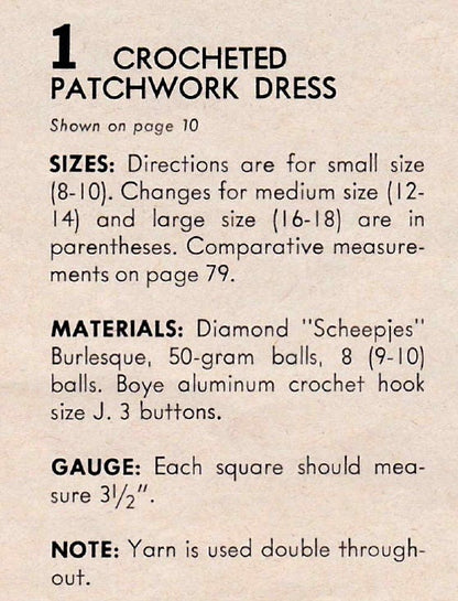 VINTAGE CROCHETED Dress Pattern Retro 1960s Patchwork Lace Short Tunic Cover Instant PDF Download Summer Party Mini Dress Top Women Lady