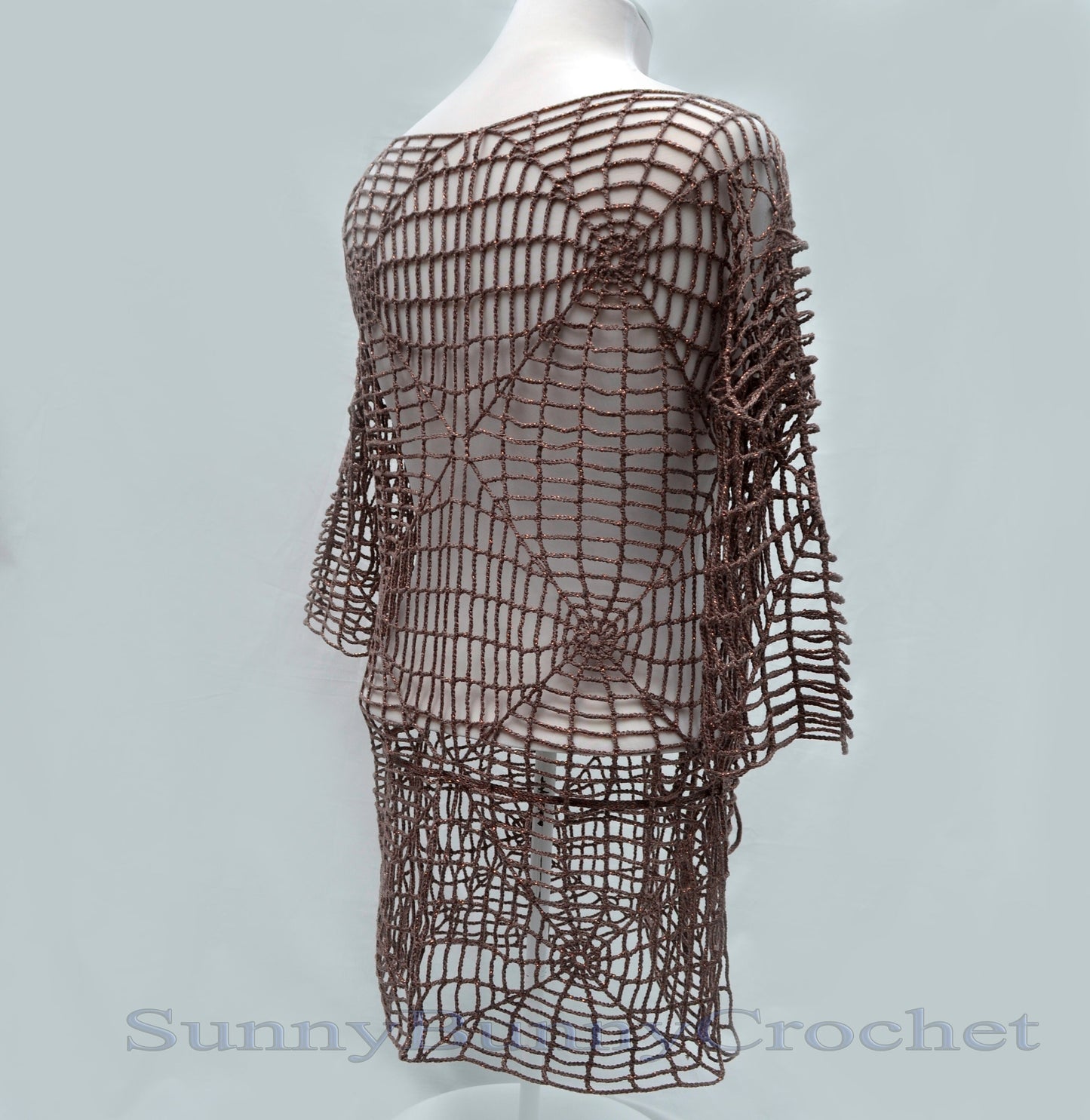 CROCHET SUMMER DRESS, Beach Cover Up, Crochet Women Tunic, Knitted Tunic, Summer Dress, Openwork, Spider Tunic, Sexy Lace Dress, Mini, S