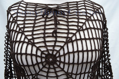 CROCHETED DRESS BEACH Cover Up Sexy Cotton Lace Openwork Short Knitted Tunic Cover Summer Party Mini Dress Top Women Lady Spider Web Boho, M