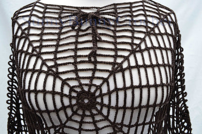CROCHETED DRESS BEACH Cover Up Sexy Cotton Lace Openwork Short Knitted Tunic Cover Summer Party Mini Dress Top Women Lady Spider Web Boho, S