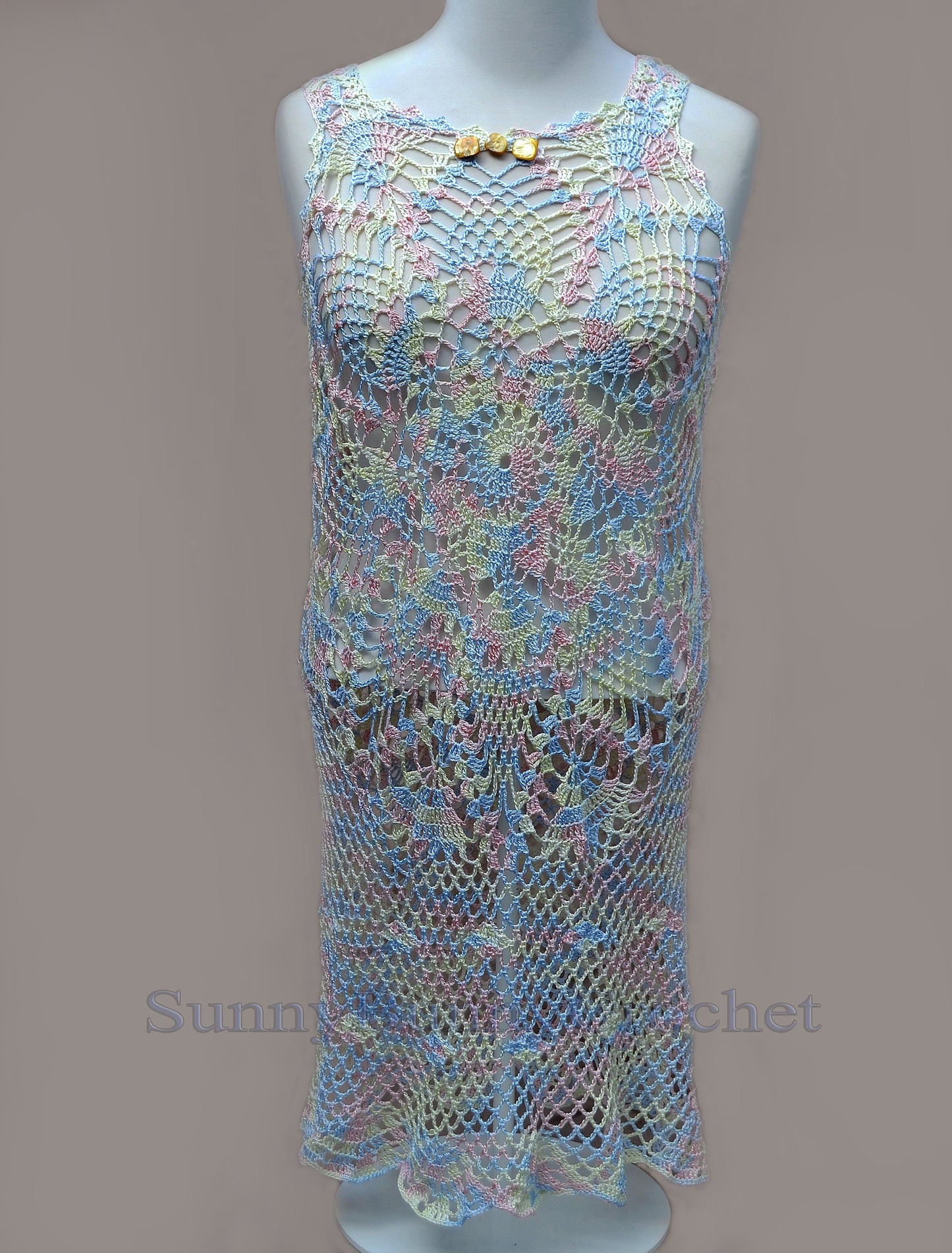 Women Summer Dress, Crochet Lace Dress, Crochet Coverup Dress, Crochet Beach Cover, Cotton Tunic, Pineapple Mini Dress, Women Boho Dress