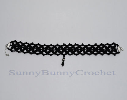 Crochet Choker, Necklaces for Women, Crochet Collar, Black Choker, Crocheted Choker, Cotton Crochet Jewelry, Necklace, Gift for Her