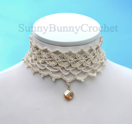 Crochet Choker, Choker Necklace, Crochet Collar, White Choker, Knit Women Necklace, Wedding Necklace, Crochet Jewelry, Gift for her