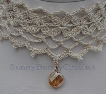 Crochet Choker, Choker Necklace, Crochet Collar, White Choker, Knit Women Necklace, Wedding Necklace, Crochet Jewelry, Gift for her