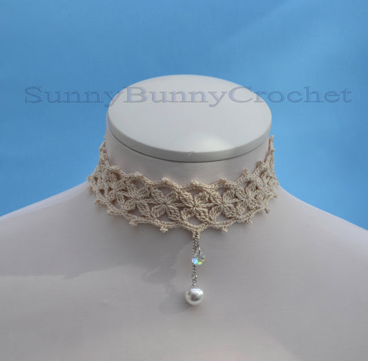 CHOKER NECKLACES For Women, White lace choker, Crocheted necklace, Boho choker, Lace choker, Dainty choker, Choker collar, Wedding Necklace