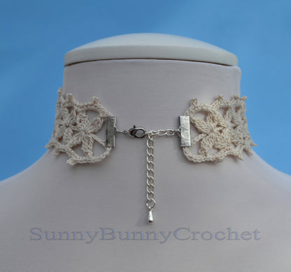 CHOKER NECKLACES For Women, White lace choker, Crocheted necklace, Boho choker, Lace choker, Dainty choker, Choker collar, Wedding Necklace