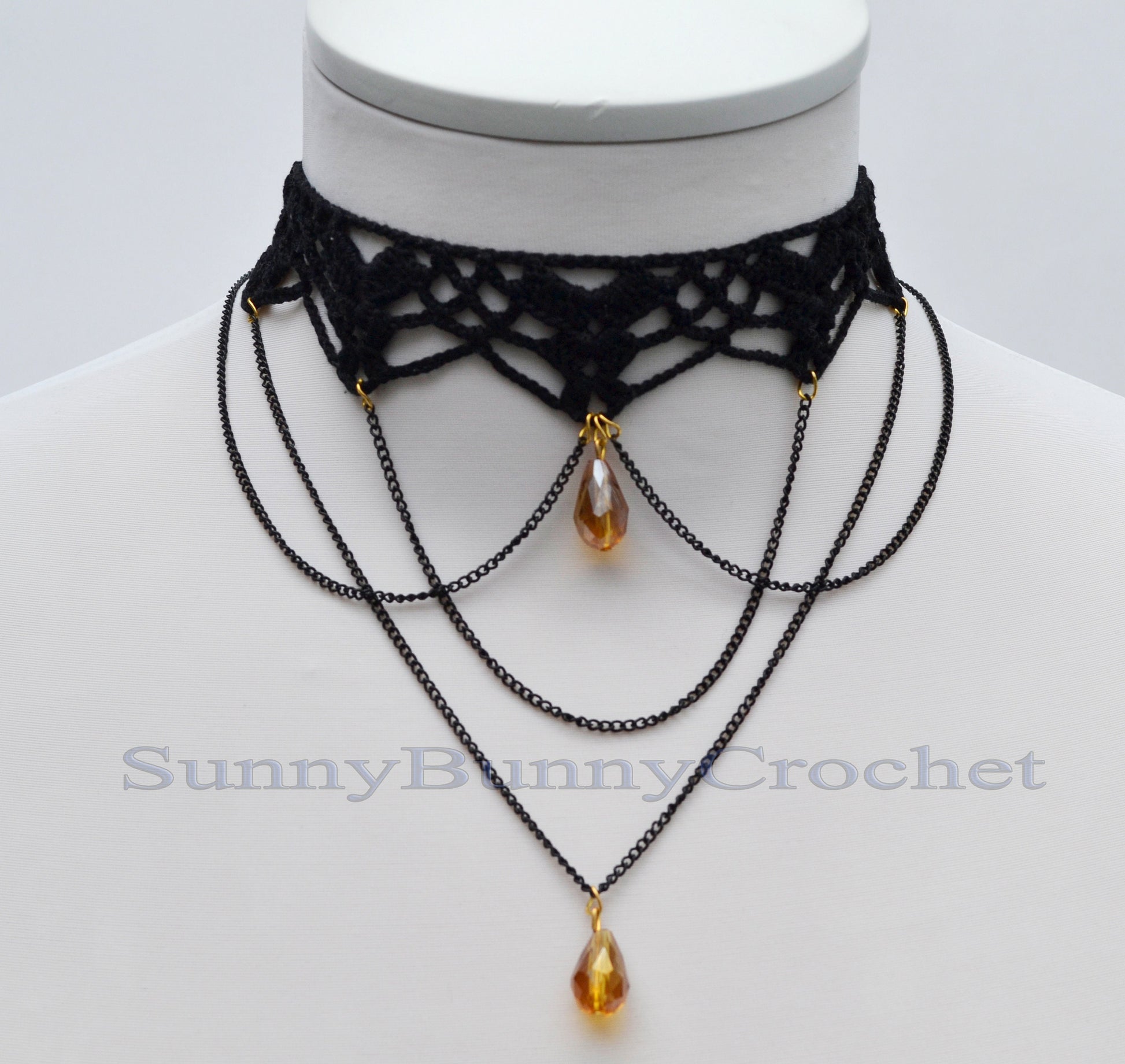 Black necklace choker, Black necklace for women, Choker necklace Black, Black statement necklace, Choker beaded Black, Cotton Choker, Gothic