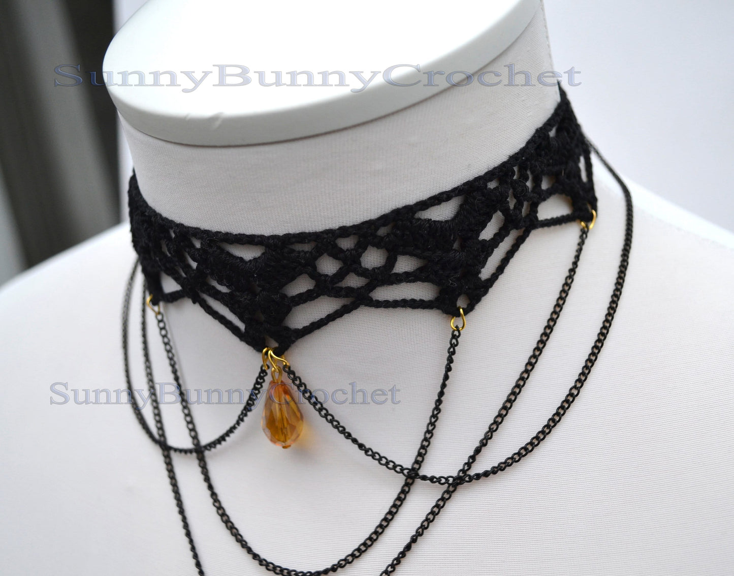 Black necklace choker, Black necklace for women, Choker necklace Black, Black statement necklace, Choker beaded Black, Cotton Choker, Gothic