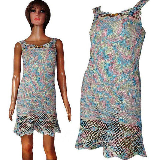 Women Summer Dress, Crochet Lace Dress, Crochet Coverup Dress, Crochet Beach Cover, Cotton Tunic, Pineapple Mini Dress, Women Boho Dress