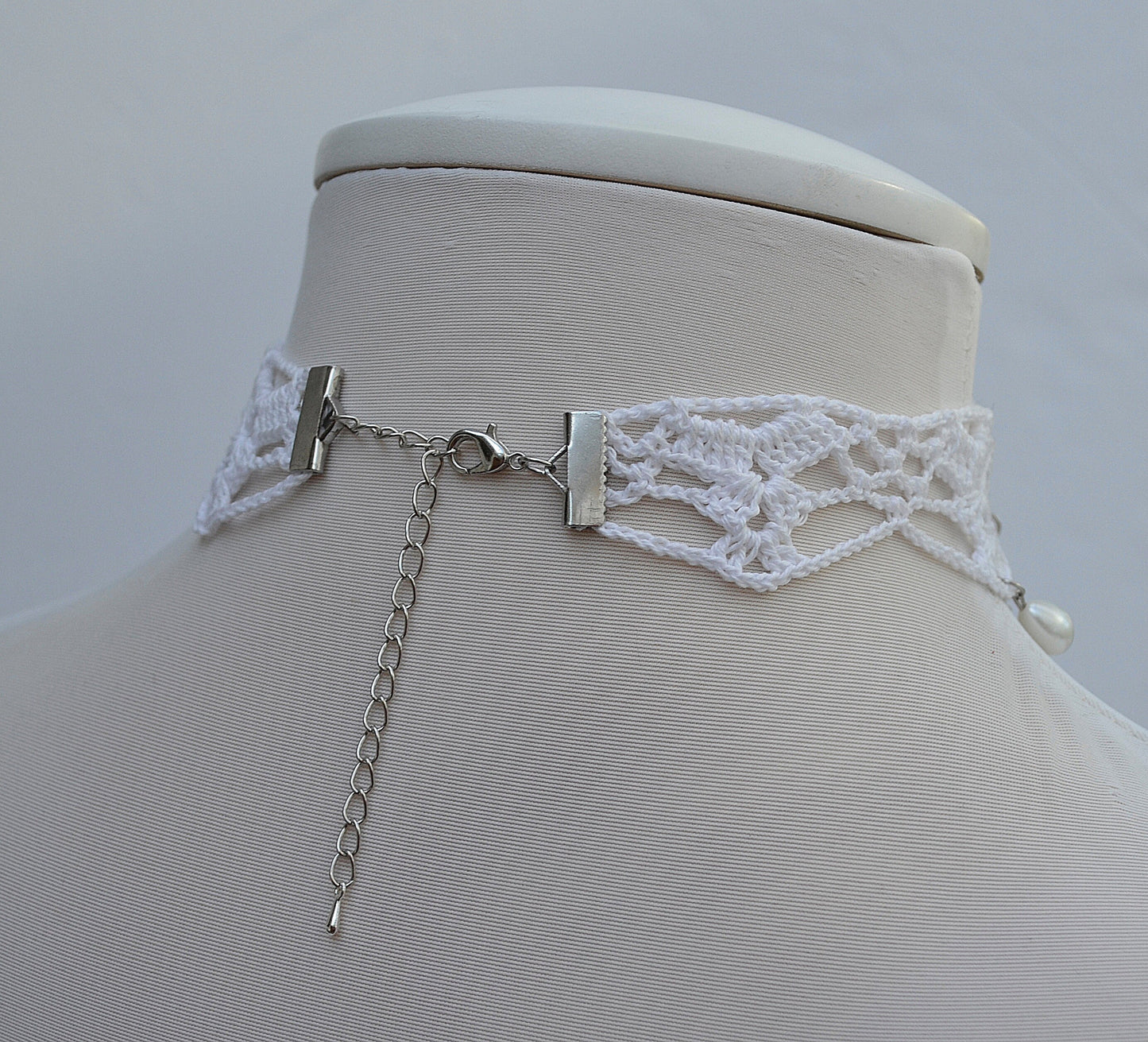Crochet Necklace for Women, Crocheted Cotton Necklace, Cotton Choker , Yarn Necklace, White statement necklace,Wedding, Gift for Her