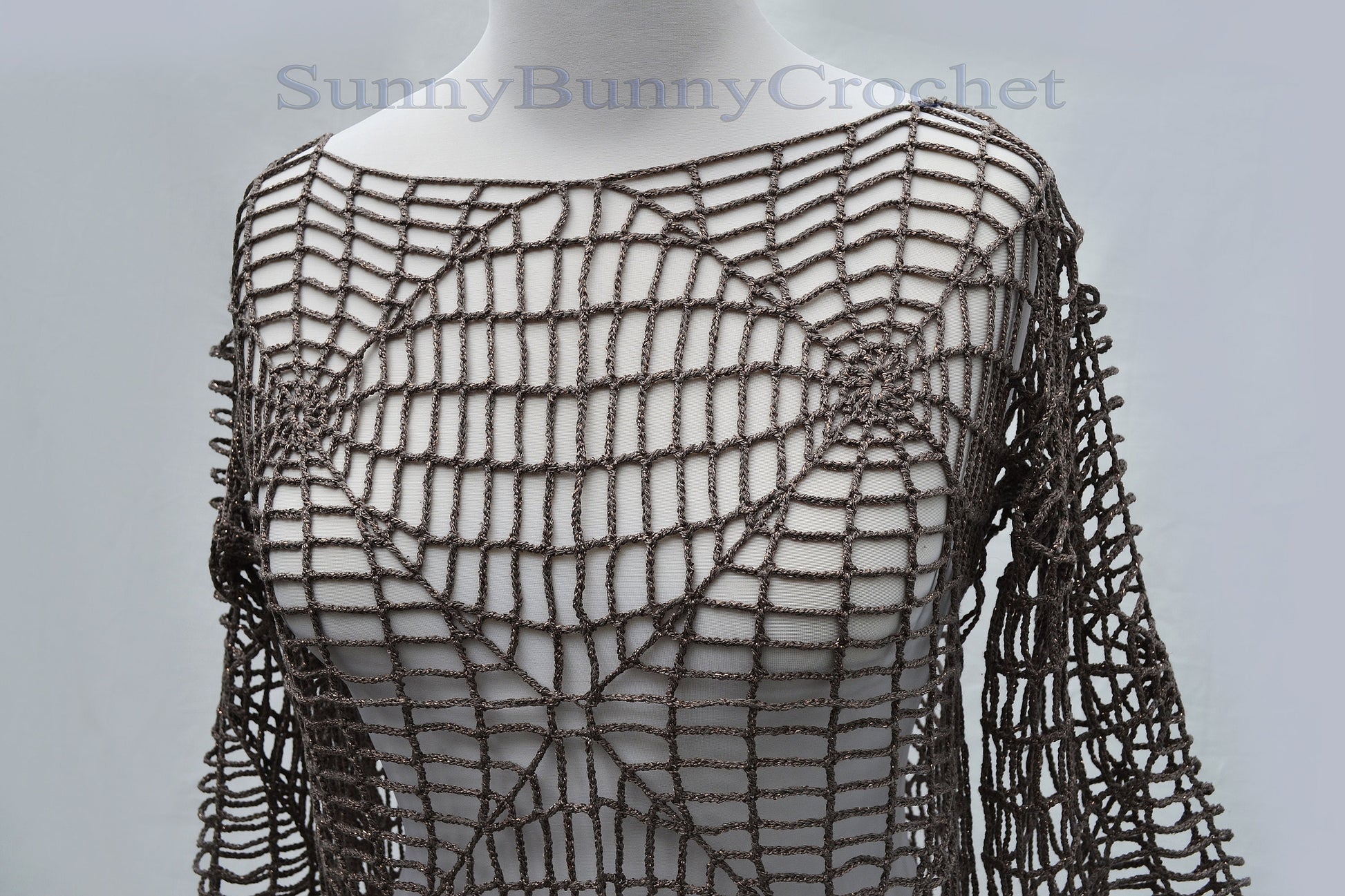 CROCHET SUMMER DRESS, Beach Cover Up, Crochet Women Tunic, Knitted Tunic, Summer Dress, Openwork, Spider Tunic, Sexy Lace Dress, Mini, S