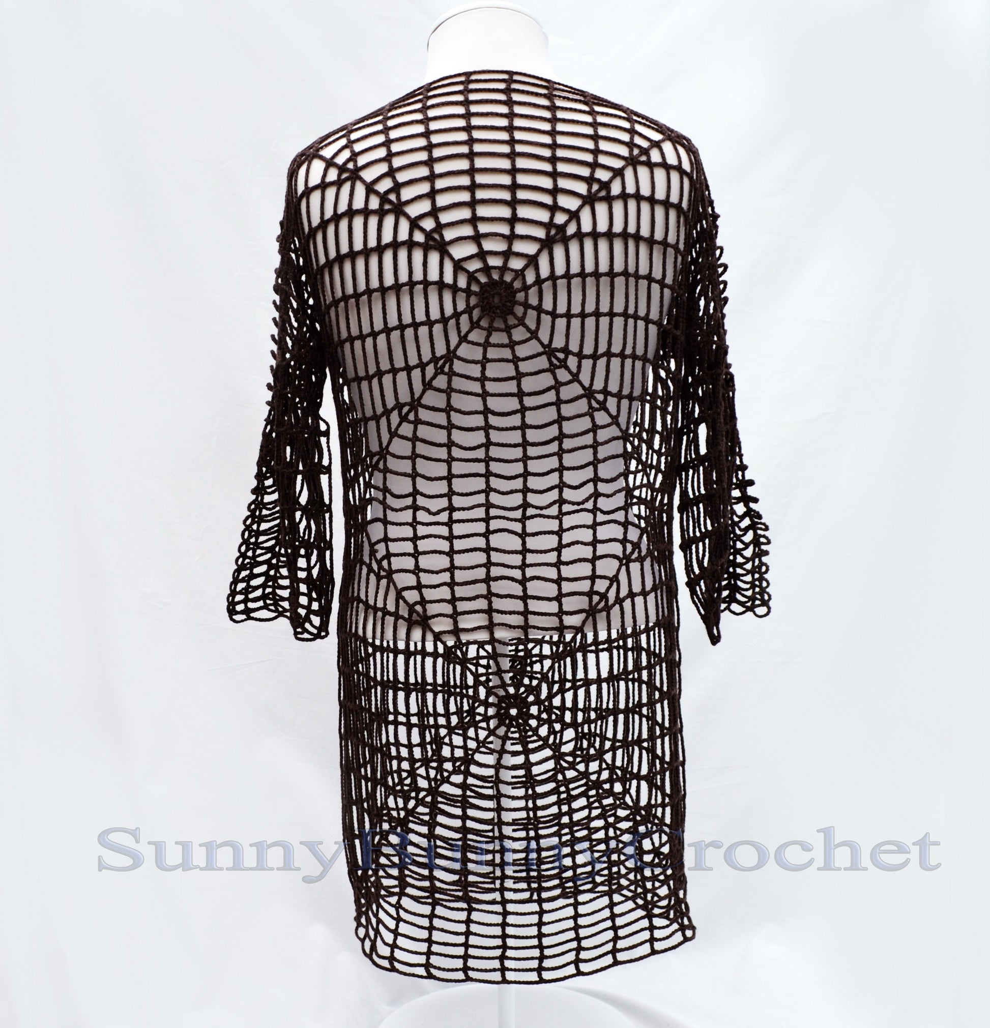 CROCHETED DRESS BEACH Cover Up Sexy Cotton Lace Openwork Short Knitted Tunic Cover Summer Party Mini Dress Top Women Lady Spider Web Boho, M