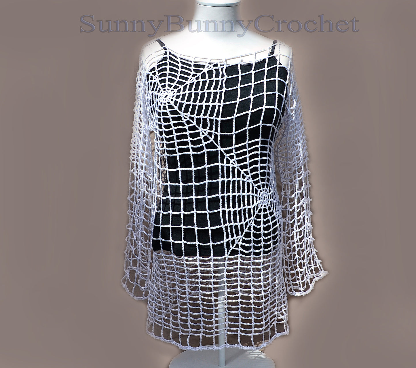 CROCHET TUNIC Dress, Beach Cover Up, Crochet Women Dress, Knitted Tunic, Summer Dress, Openwork, Spider Web Tunic, Sexy Lace Dress, Mini, L