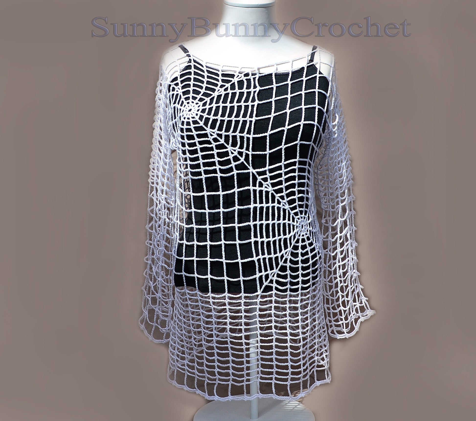 CROCHET TUNIC Dress, Beach Cover Up, Crochet Women Dress, Knitted Tunic, Summer Dress, Openwork, Spider Web Tunic, Sexy Lace Dress, Mini, L