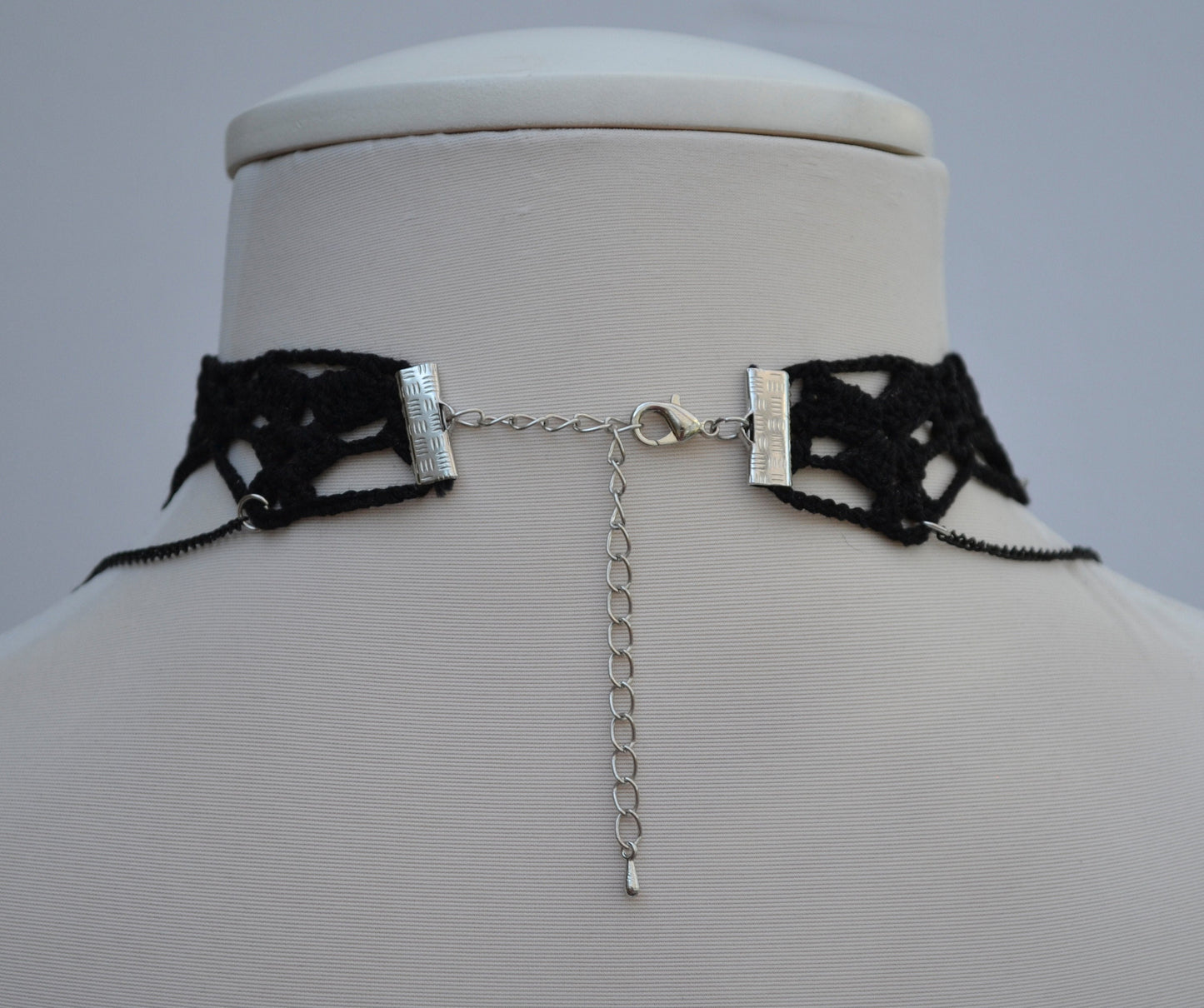 Black necklace choker with cameo pendant, Black necklace for women, Choker necklace Black, Black statement necklace, Cotton Choker, Gothic