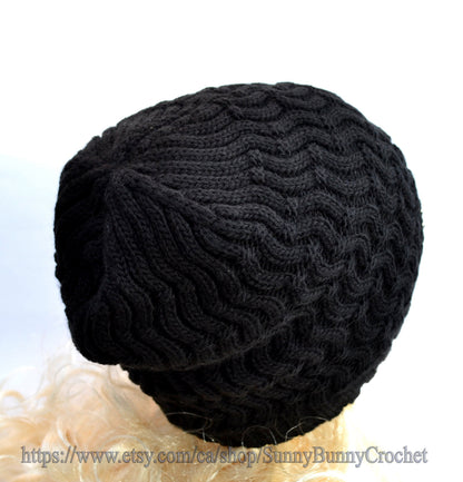 KNITTED CABLE BEANIE Woman Girl Slouchy Hat Gift for Her Winter Wool Accessories Chunky Hat Fleece Lining Ready to Ship Warm Gray Brown