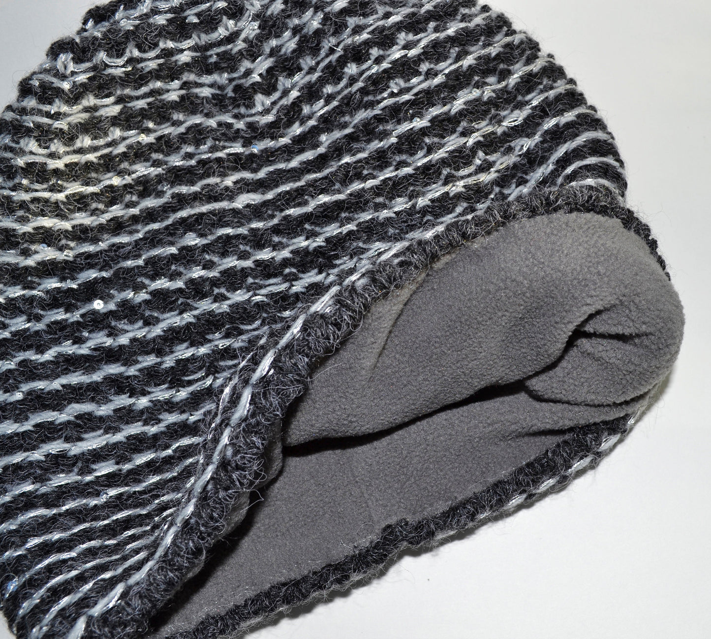 Sequin Wool Slouchy Beanie, Chunky Knit Fleece Lined Winter Hat