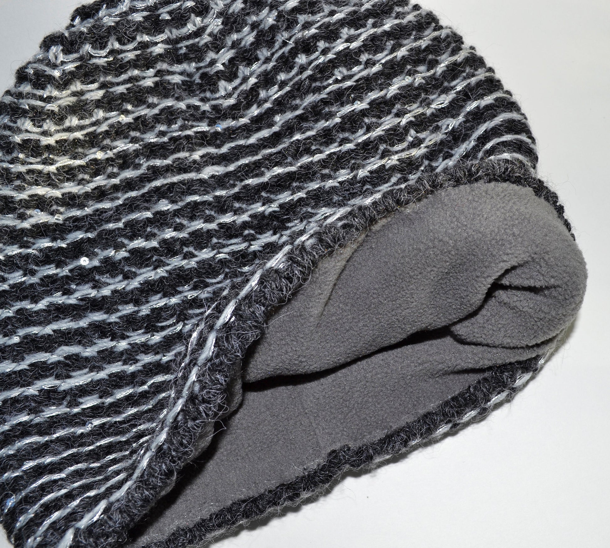 Sequin Wool Slouchy Beanie, Chunky Knit Fleece Lined Winter Hat