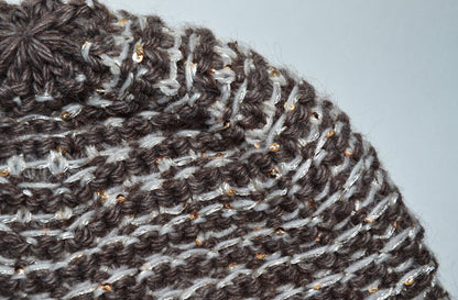 Sequin Wool Slouchy Beanie, Chunky Knit Fleece Lined Winter Hat