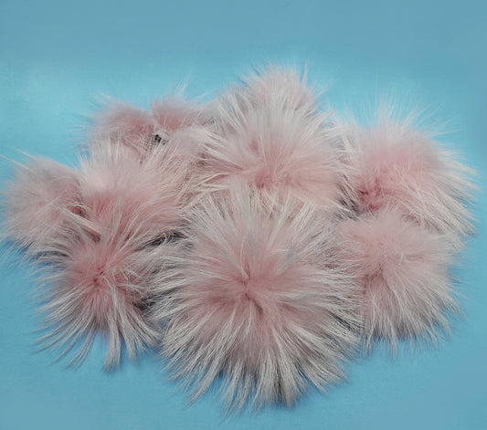 Extra Large Pink Raccoon Fur Pom Pom: 4-9 Inch, Hat Accessory