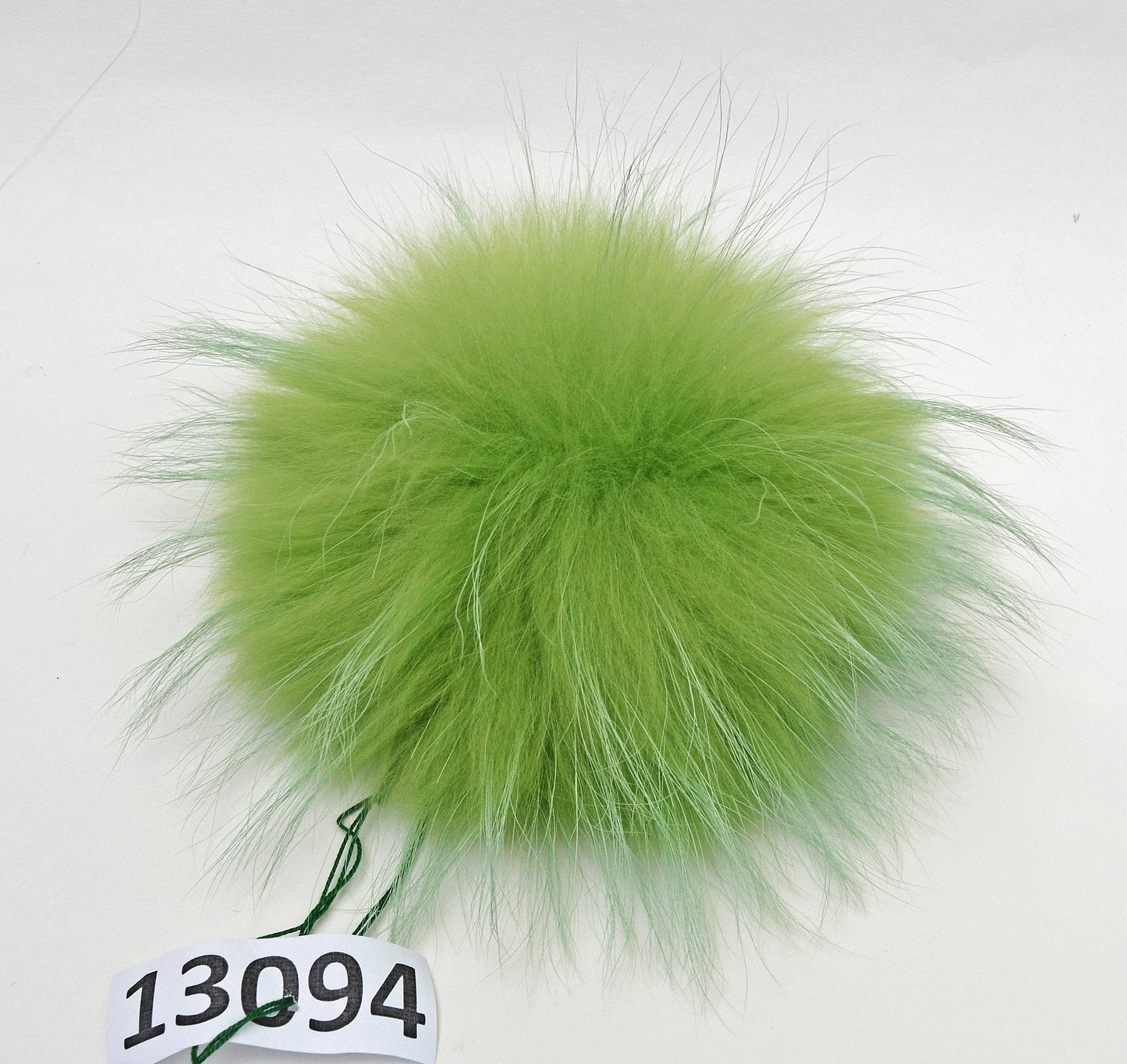 Extra Large Green Raccoon Fur Pom Pom, 7-8.5 Inch