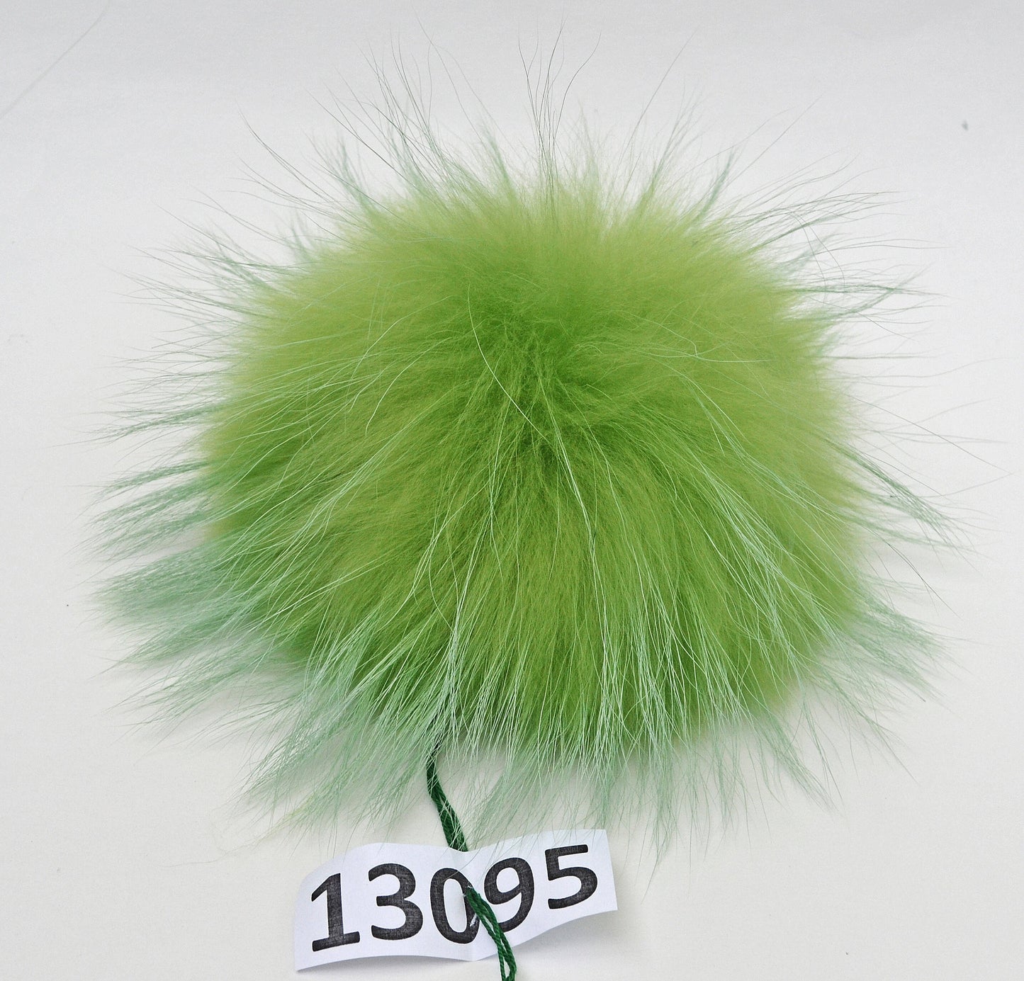 Extra Large Green Raccoon Fur Pom Pom, 7-8.5 Inch