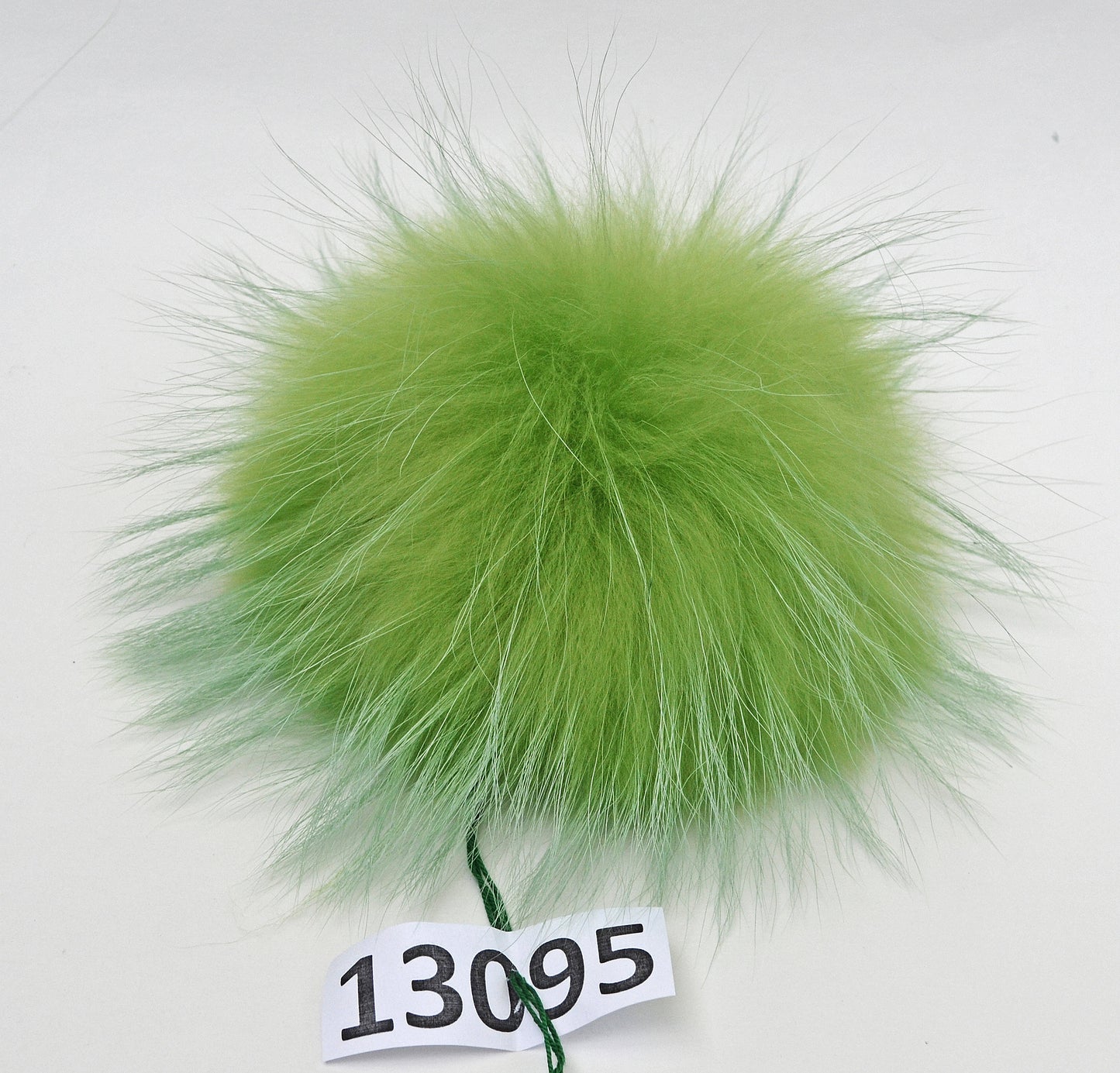 Extra Large Green Raccoon Fur Pom Pom, 7-8.5 Inch