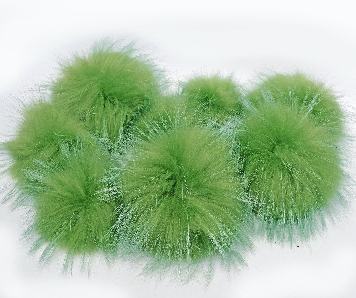Extra Large Green Raccoon Fur Pom Pom, 7-8.5 Inch