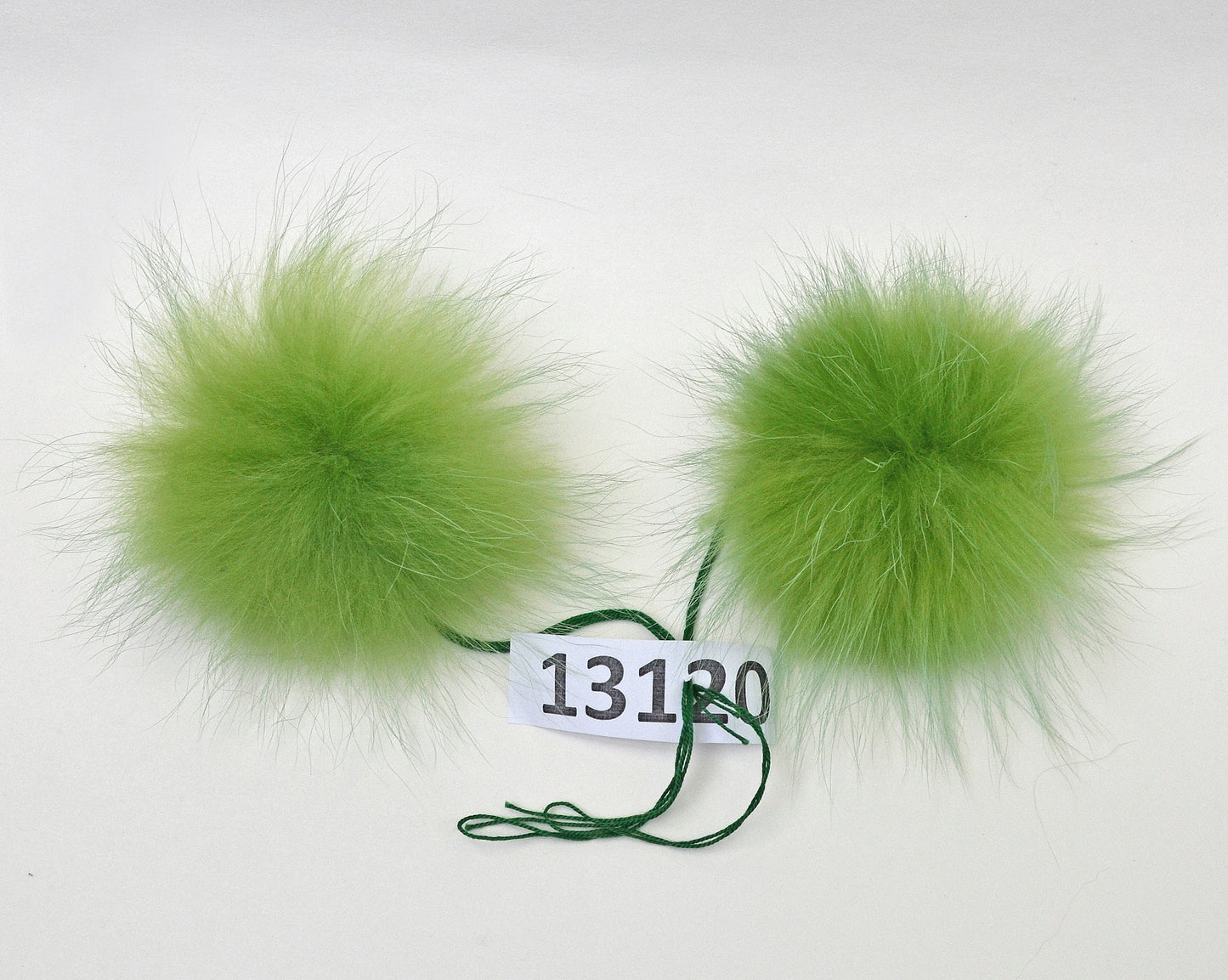 Extra Large Green Raccoon Fur Pom Pom, 7-8.5 Inch
