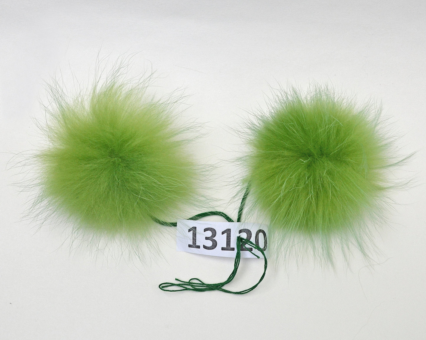 Extra Large Green Raccoon Fur Pom Pom, 7-8.5 Inch