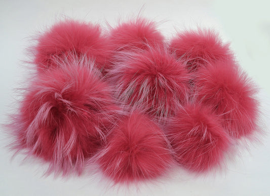 4" to 8,5" EXTRA LARGE FUR Pom Pom! High Quality Red Raccoon Pom Pom Hat Beanie Tuque Winter Knit Hat Large Pom Pom Fluffy Raccoon Fur Ball
