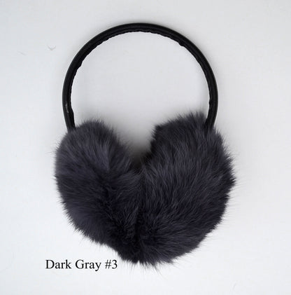 Gray / Dark Gray / Brown Rabbit Fur Ear Warmers – genuine rabbit fur – image 3