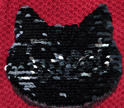 Cat Hat Beanie with Reversible Changeable Sequin Applique, Cat Ears, Cat Ear Hat, Women Cat Beanie, Cat Ear Beanie, Cable Knit Hat, Ears Hat
