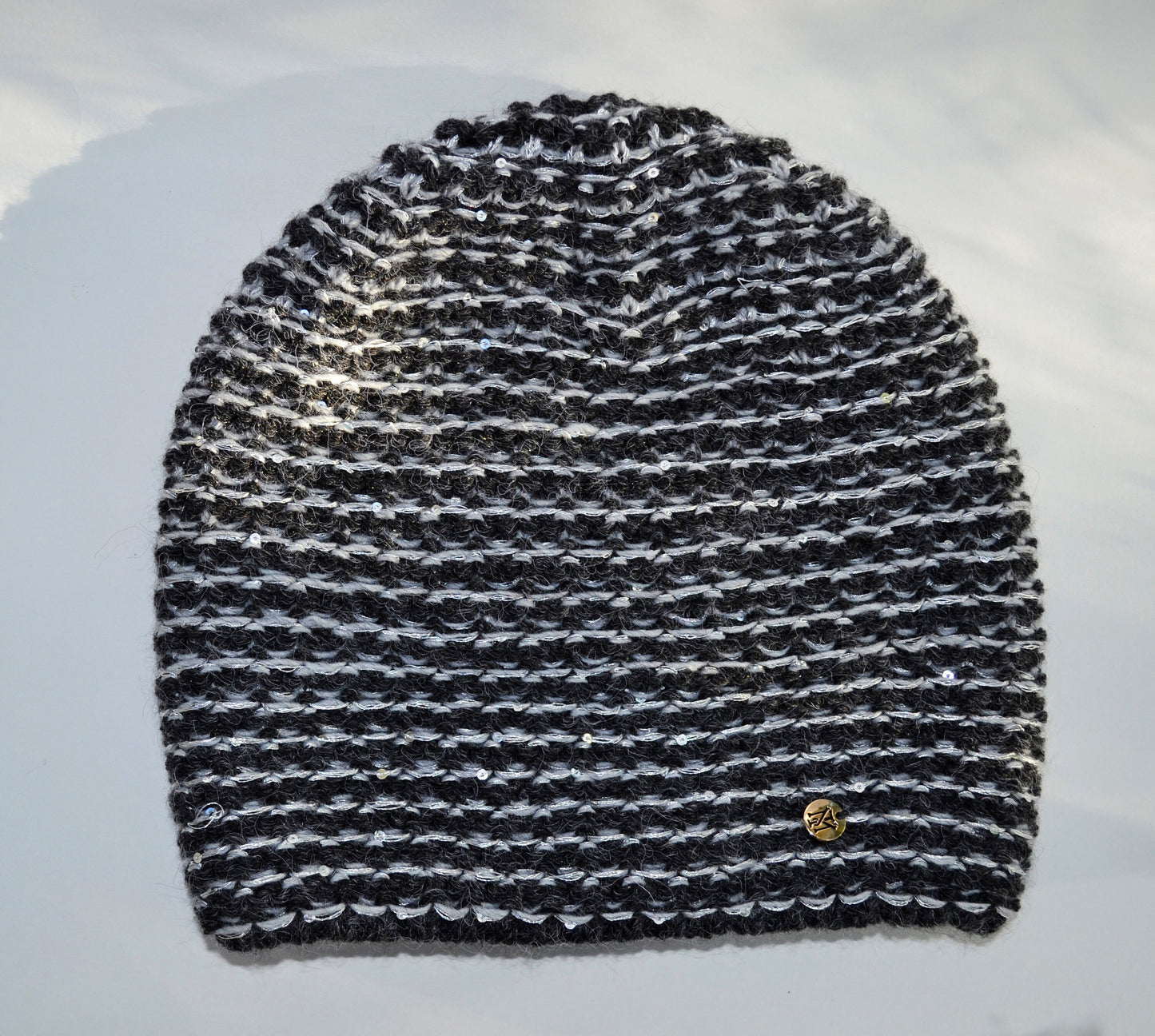 Sequin Wool Slouchy Beanie, Chunky Knit Fleece Lined Winter Hat