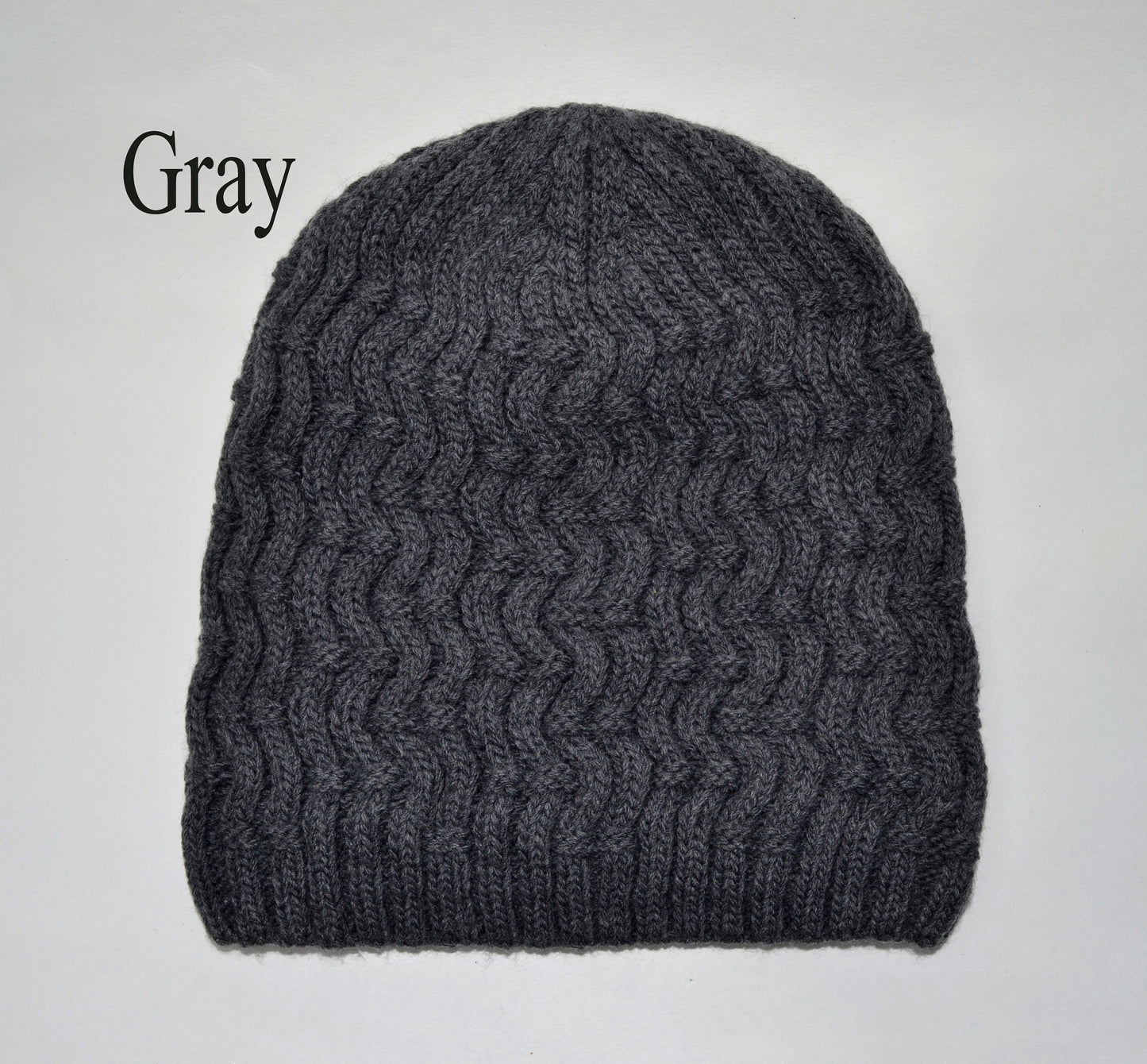 KNITTED CABLE BEANIE Woman Girl Slouchy Hat Gift for Her Winter Wool Accessories Chunky Hat Fleece Lining Ready to Ship Warm Gray Brown