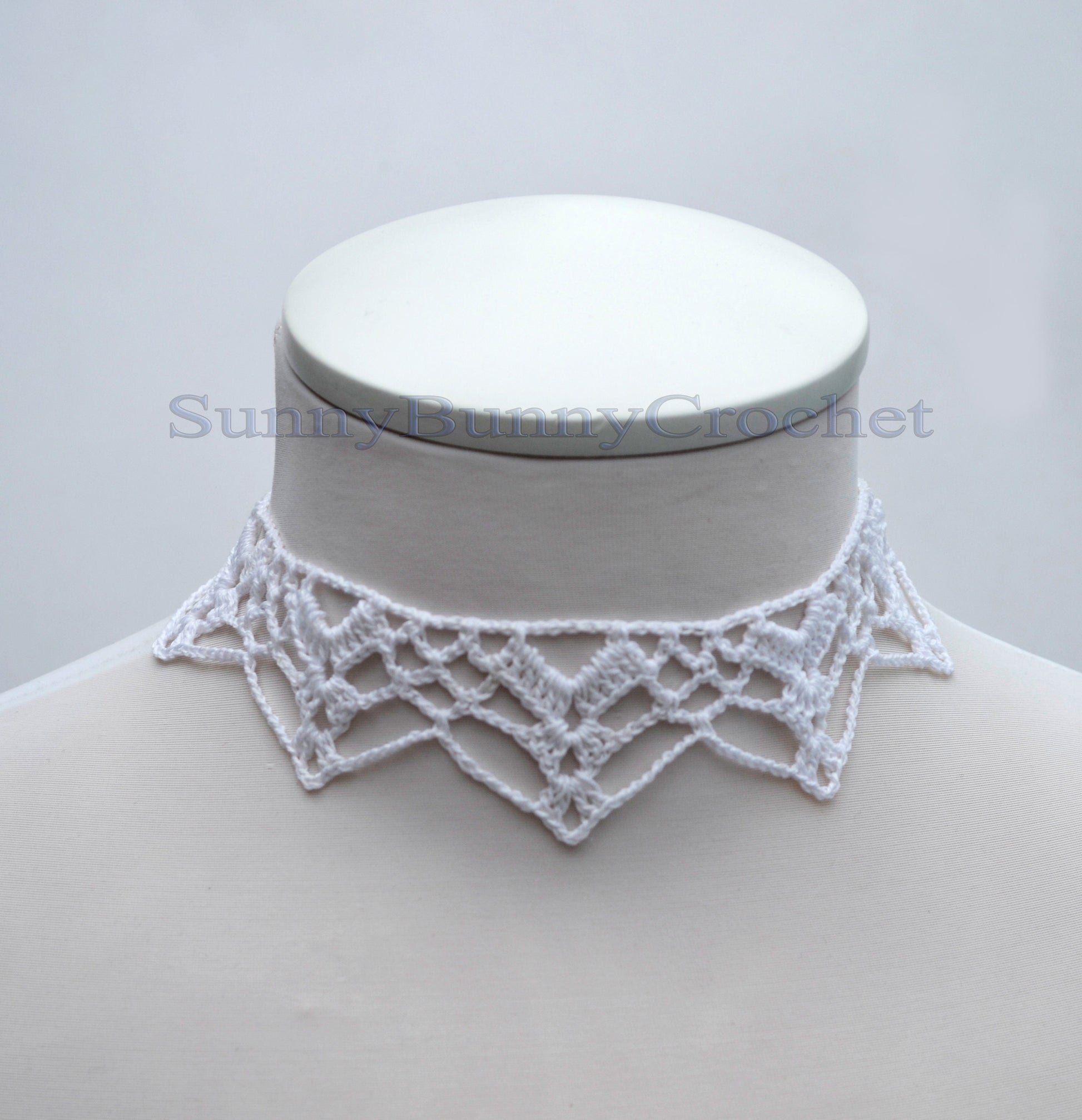 Crochet Necklace for Women, Crocheted Cotton Necklace, Cotton Choker , Yarn Necklace, White statement necklace,Wedding, Gift for Her