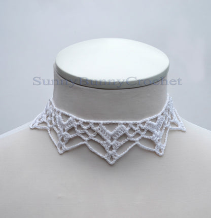 Crochet Necklace for Women, Crocheted Cotton Necklace, Cotton Choker , Yarn Necklace, White statement necklace,Wedding, Gift for Her