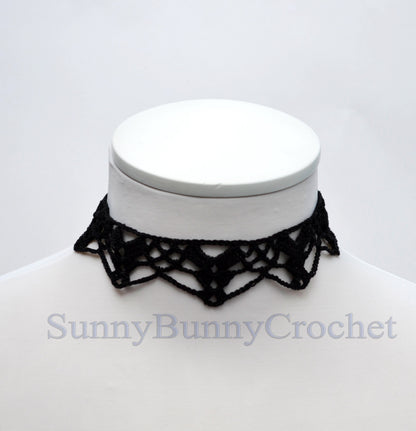 Black necklace choker with cameo pendant, Black necklace for women, Choker necklace Black, Black statement necklace, Cotton Choker, Gothic