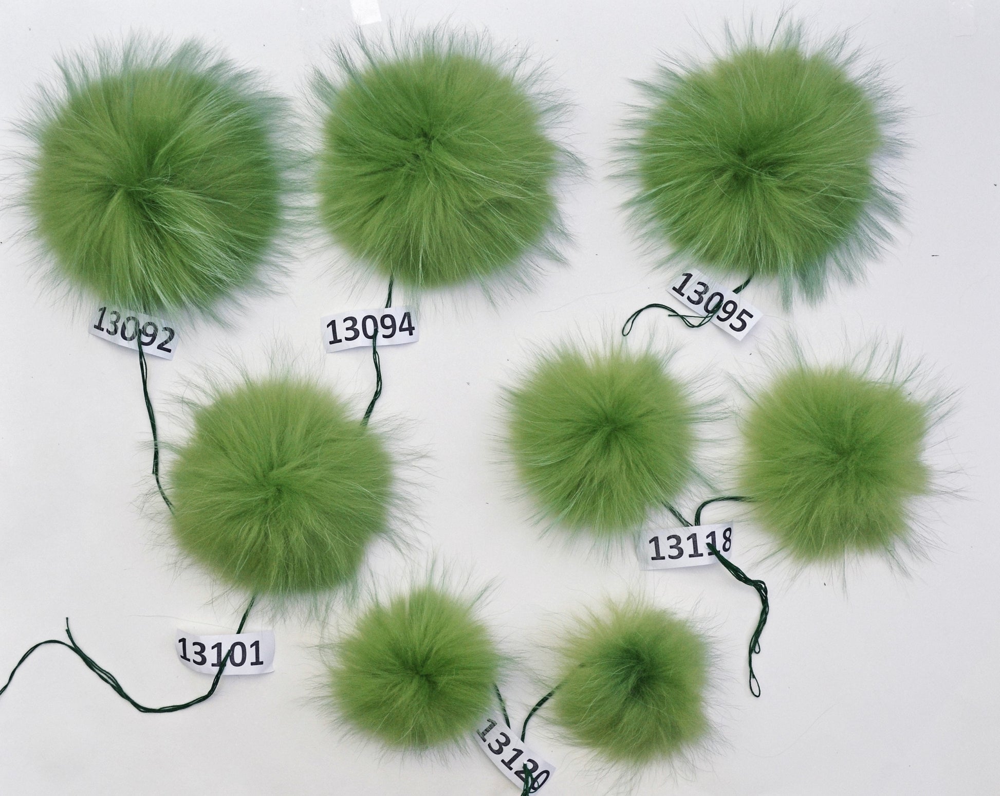 Extra Large Green Raccoon Fur Pom Pom, 7-8.5 Inch