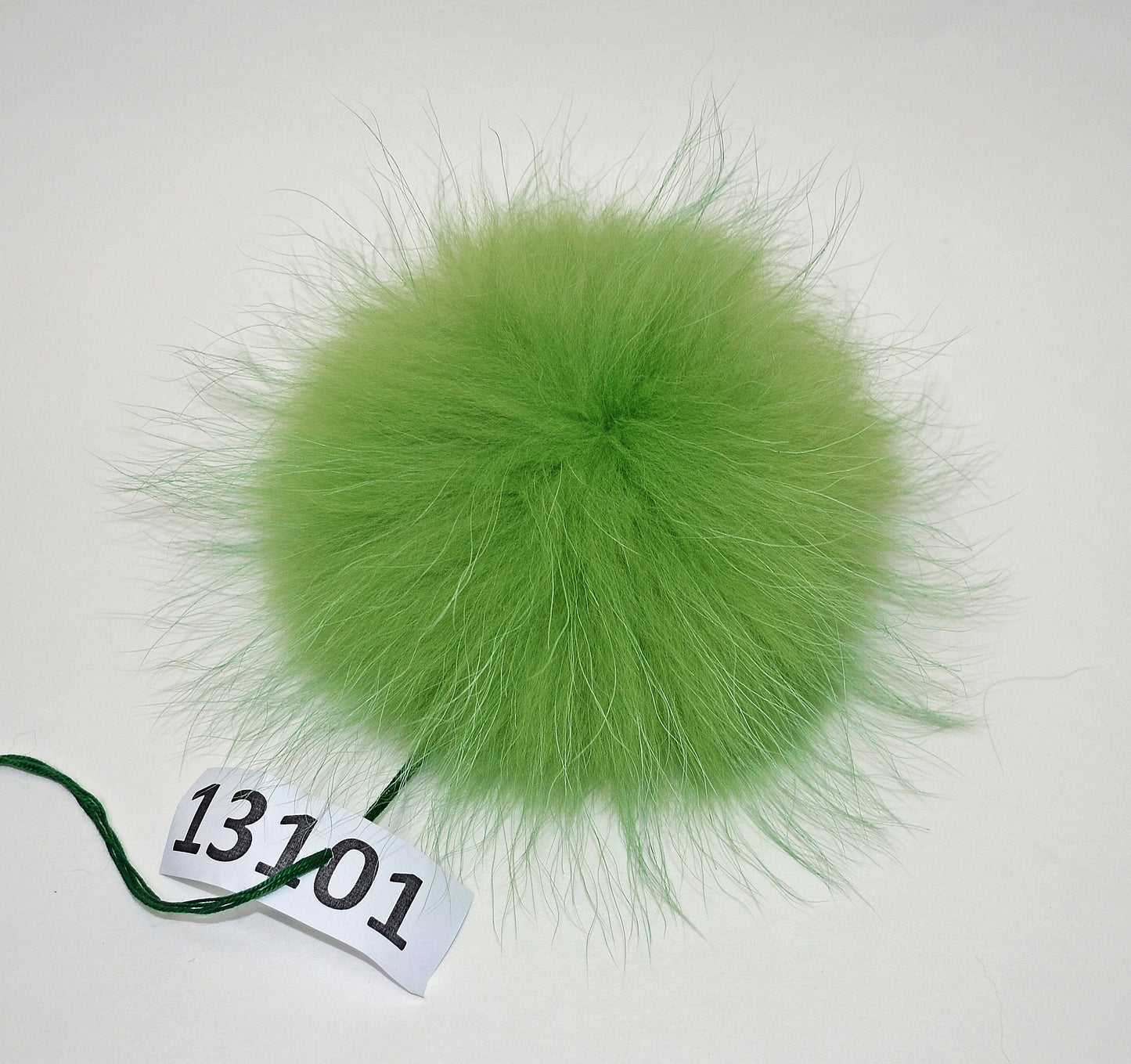 Extra Large Green Raccoon Fur Pom Pom, 7-8.5 Inch