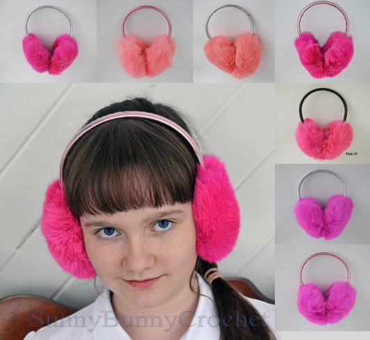 Real Fur Earmuffs, Rabbit Fur Ear Warmer, Pink Earmuffs, Large Ear Muffs, Fluffy Ear Muffs, Earmuffs Women, Rabbit Fur Earmuffs, Ear Warmers