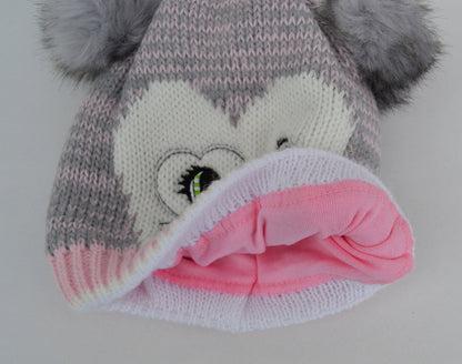GIRLS HAT and Scarf with Cat Ears, Cat knitted Hat, Pom Pom Hat, Girl Hat, Child Winter Set, Knitted Scarf, Pom Pom Beanie, Toddler Girl Hat