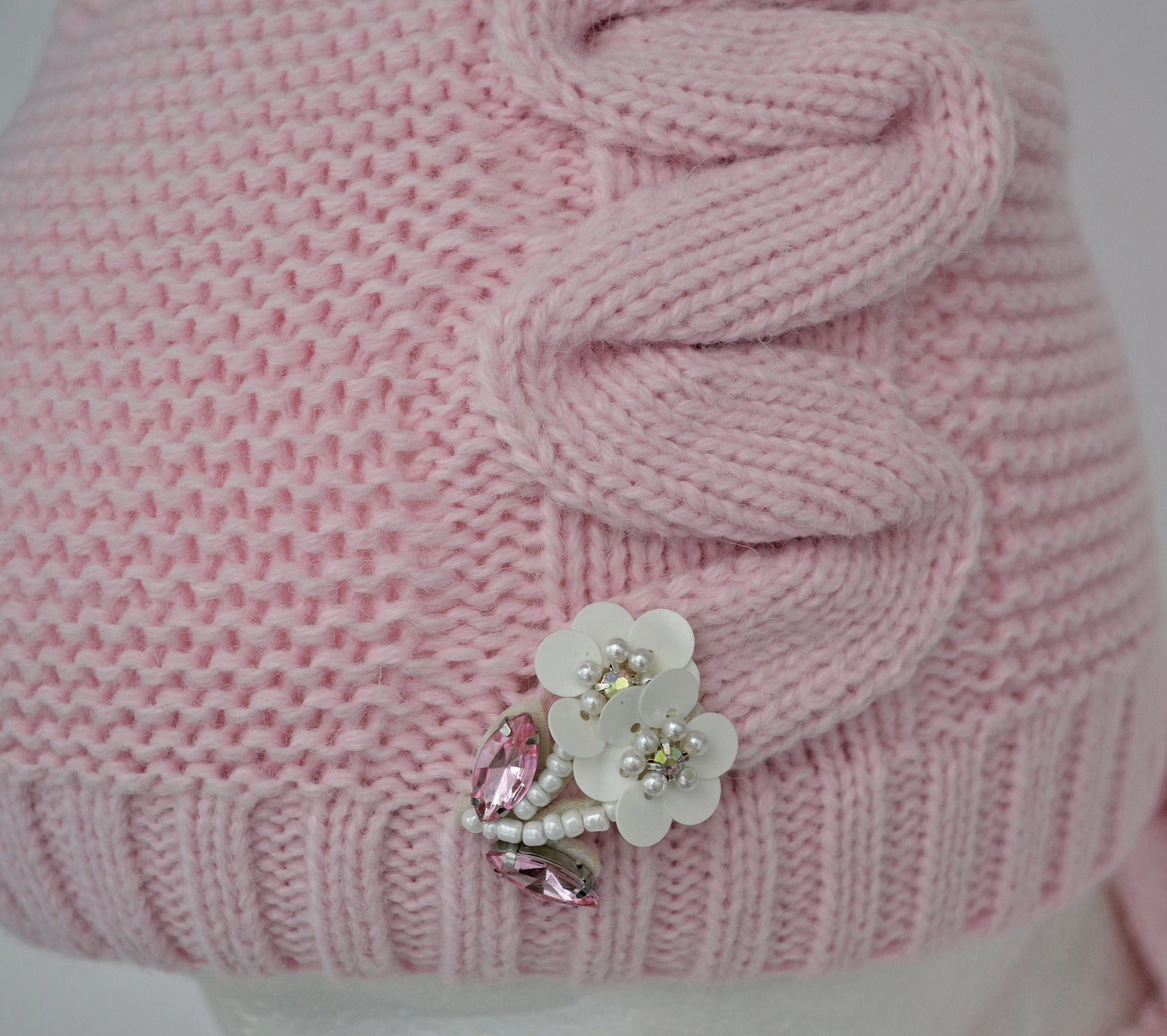 Crochet Girl Winter Hat and Scarf Set, Wool Blend Kids Beanie & Infinity Scarf, Faux Fur Pom Pom, Toddler 3-8 Gift