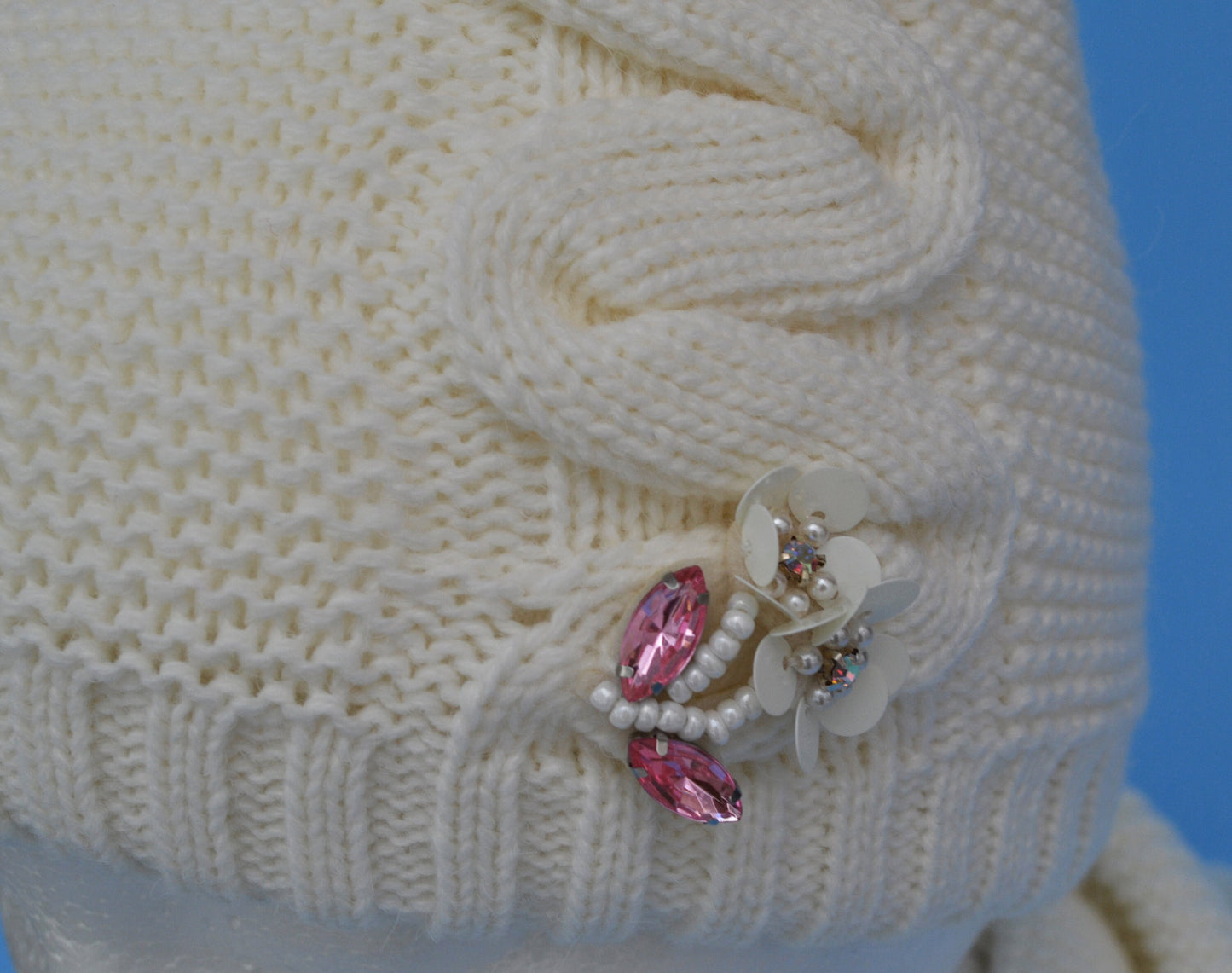 Crochet Girl Winter Hat and Scarf Set, Wool Blend Kids Beanie & Infinity Scarf, Faux Fur Pom Pom, Toddler 3-8 Gift