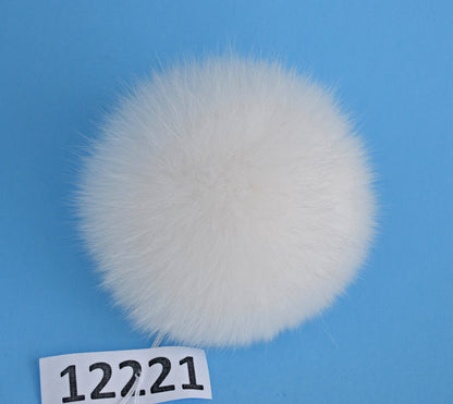 White Detachable Fox Fur Pom Pom – genuine fox fur – image 2