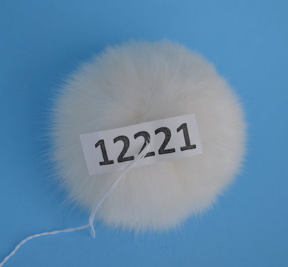 White Detachable Fox Fur Pom Pom – genuine fox fur – image 3