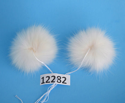 Red Detachable Fox Pom Pom Pair – genuine fox fur – image 3