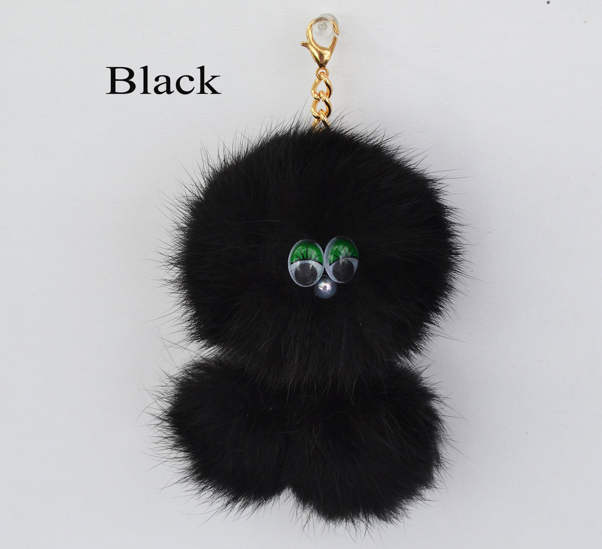 REAL RABBIT FUR Monster Key Chain, Rabbit Fur Pom Pom Keychain, Fur charm, Key Ring, Bag Pendant, Fur Monster keychain, handbag accessory