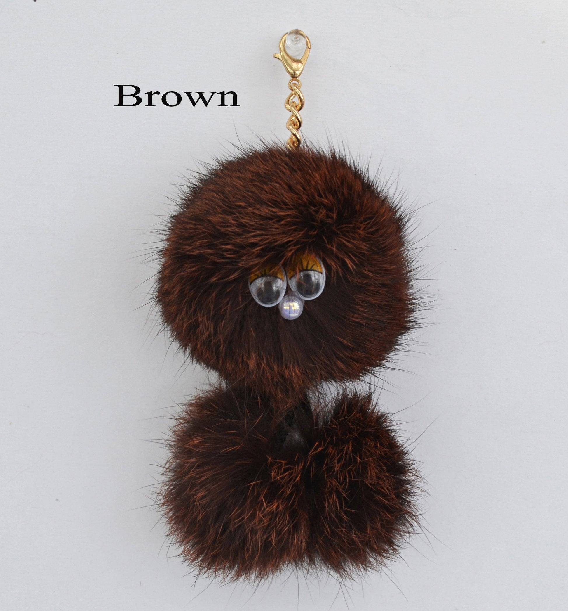 REAL RABBIT FUR Monster Key Chain, Rabbit Fur Pom Pom Keychain, Fur charm, Key Ring, Bag Pendant, Fur Monster keychain, handbag accessory